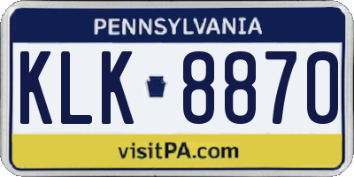 PA license plate KLK8870