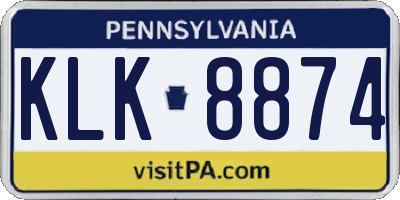 PA license plate KLK8874