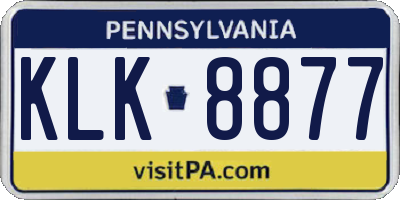 PA license plate KLK8877