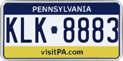 PA license plate KLK8883