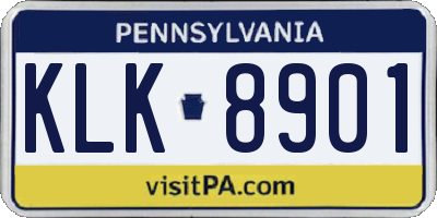 PA license plate KLK8901