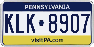PA license plate KLK8907