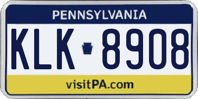 PA license plate KLK8908