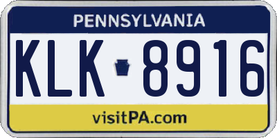 PA license plate KLK8916