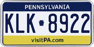 PA license plate KLK8922