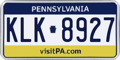 PA license plate KLK8927