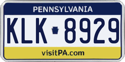 PA license plate KLK8929