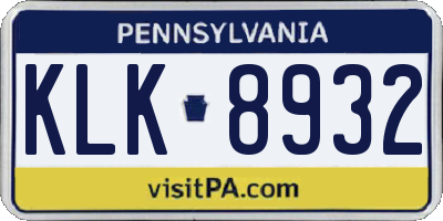 PA license plate KLK8932