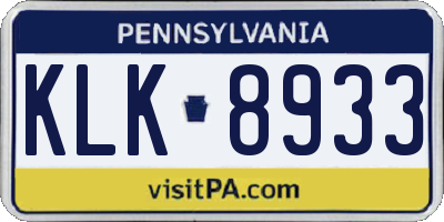 PA license plate KLK8933