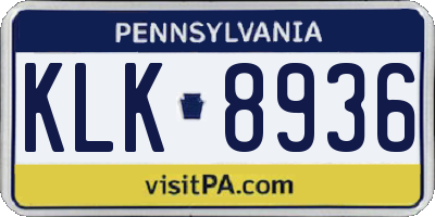 PA license plate KLK8936