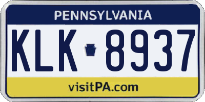 PA license plate KLK8937