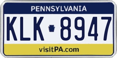 PA license plate KLK8947