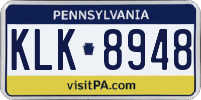 PA license plate KLK8948