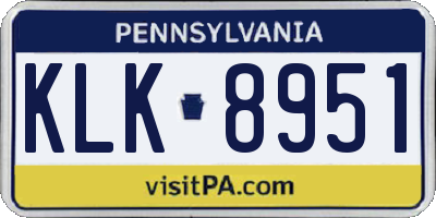 PA license plate KLK8951