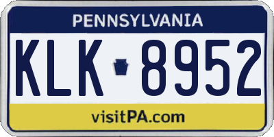 PA license plate KLK8952