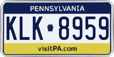 PA license plate KLK8959