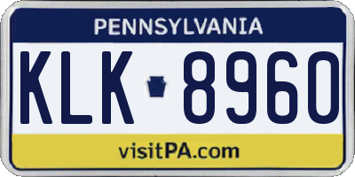 PA license plate KLK8960