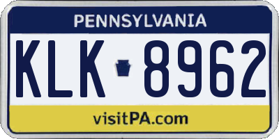 PA license plate KLK8962