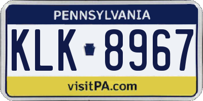 PA license plate KLK8967