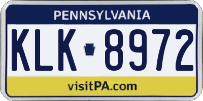 PA license plate KLK8972