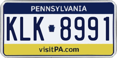 PA license plate KLK8991