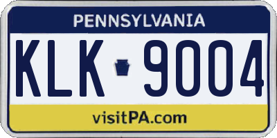 PA license plate KLK9004