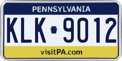 PA license plate KLK9012