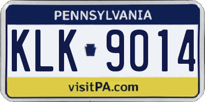 PA license plate KLK9014