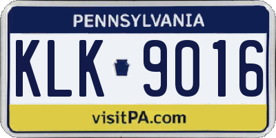 PA license plate KLK9016