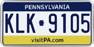 PA license plate KLK9105