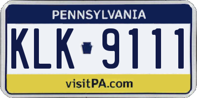 PA license plate KLK9111