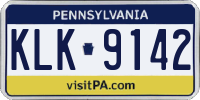 PA license plate KLK9142