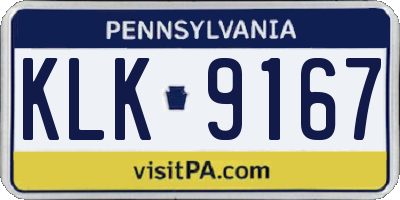 PA license plate KLK9167