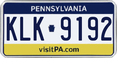 PA license plate KLK9192