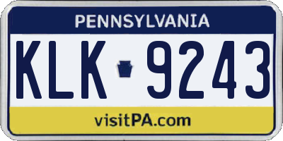 PA license plate KLK9243