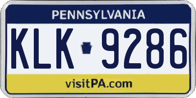 PA license plate KLK9286