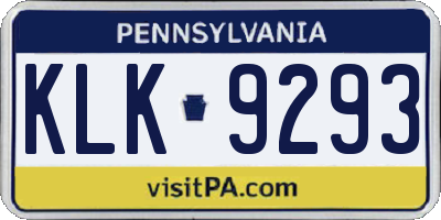 PA license plate KLK9293
