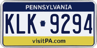 PA license plate KLK9294