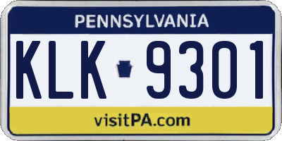 PA license plate KLK9301