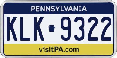 PA license plate KLK9322