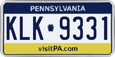 PA license plate KLK9331