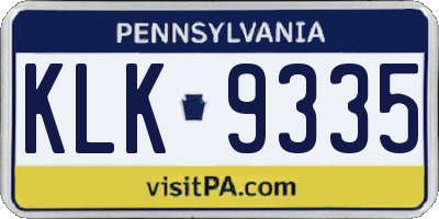PA license plate KLK9335
