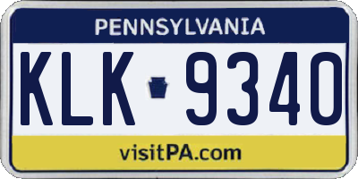 PA license plate KLK9340