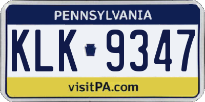 PA license plate KLK9347
