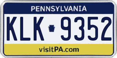 PA license plate KLK9352