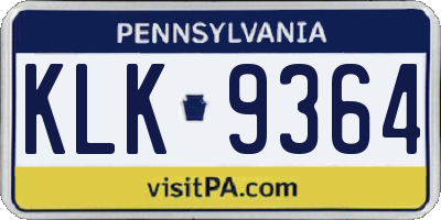 PA license plate KLK9364