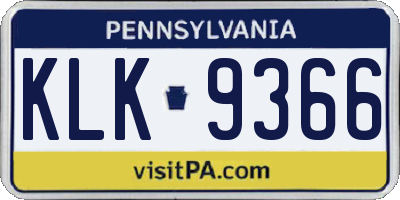 PA license plate KLK9366