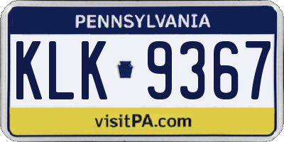 PA license plate KLK9367