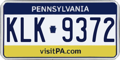 PA license plate KLK9372