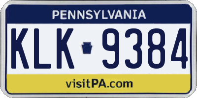 PA license plate KLK9384